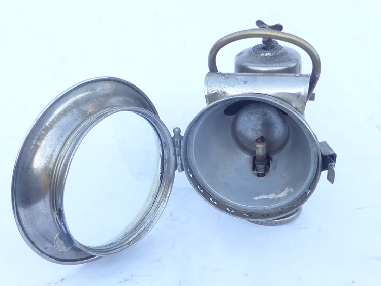 early motorcycle acetylene lamp
